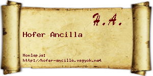 Hofer Ancilla névjegykártya